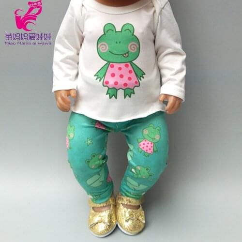 Doll oufit for 43cm Baby doll girl clothes pants set green frog for 18 inch doll clothes pants set