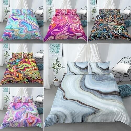 Rainbow Marble Design Duvet Cover Set with Zipper Closure Printed Bedding Set 1 Duvet Cover +1/ 2 Pillow Shams Marble Bedding