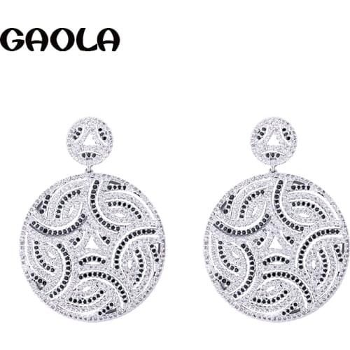 GAOLA Round Flower Cubic Zirconia Stud Earrings Crystal Brand Earrings for Women and Girl GLE6546