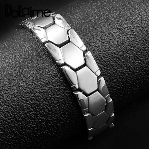 Dolaime Wedding Hot sale Trendy Unisex Stainless Steel Silver Color Polished on both sides, middle brushed tire bracelet