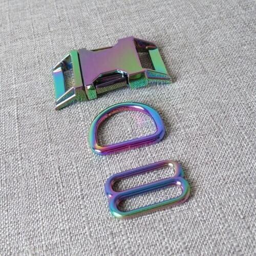 50sets 25mm 1'' Metal D Ring Buckle Hardware Slider Strap Belt Clasp Hook DIY Pet Dog Collar Paracord Accessory High Quality