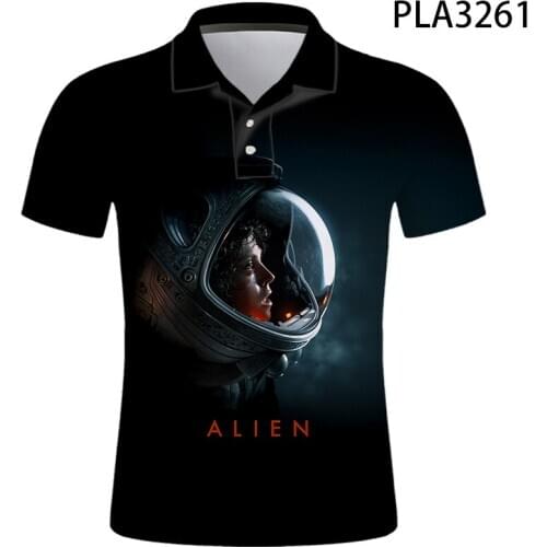 2020 New Movie Alien Polo Homme 3D Printed Summer Ropa De Hombre Short Sleeve Streetwear Men Camisas Fashion Polo Shirt Cool