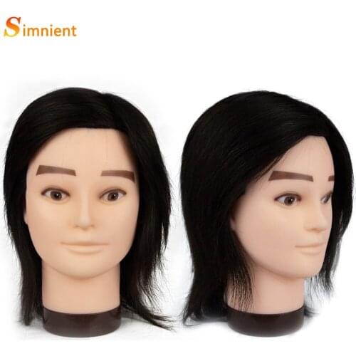 Male Mannequin Training Head 100%Real Human Hair Dummy Doll Hairdressing Practice Maniqui Head With Human Haiir For Hair Cutting