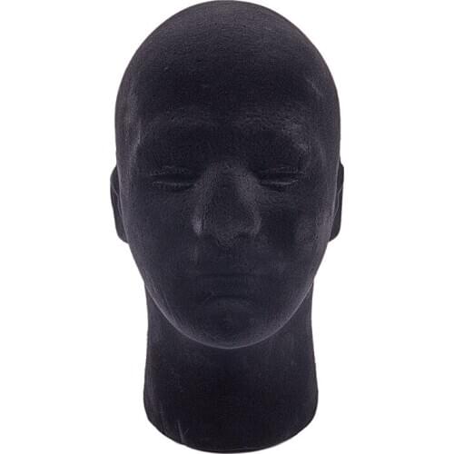Male Styrofoam Foam Mannequin Manikin Head Model Wigs Glasses Cap Display Stand Black