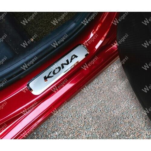 Car Stainless Steel Door Sill Scuff Plates Car Door Sill Protective Cover for HYUNDAI KONA 2017-2020