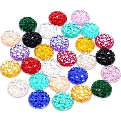 New Fashion 40pcs 12mm Mix Colors Flat back Resin Cabochons Cameo Jewelry Accessories Supplies Wholesale Supplies