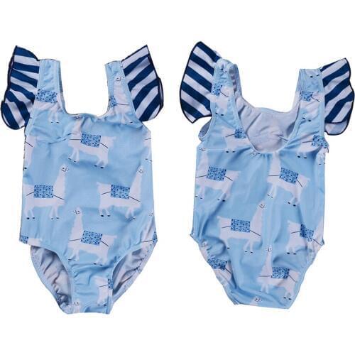 New Family Bikini Baby Girls Kids Cartoon Animal Printed Tankini Little&Big Sister Stripe Bikini Set One Piece Swimwear Swimsuit