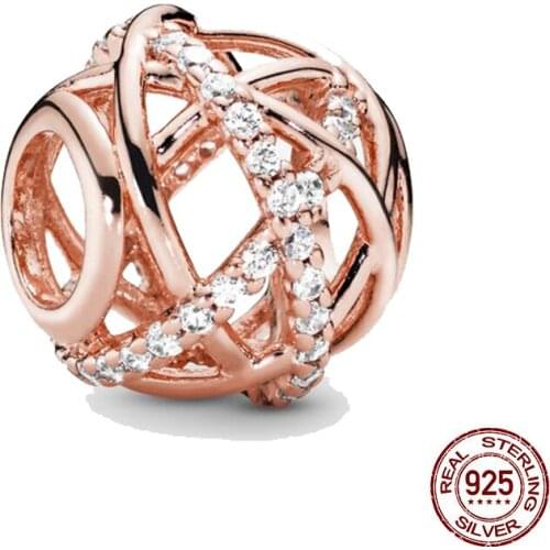 New 925 Sterling Silver Bead Sparkling Lines Openwork Charm DIY fine beads Fit Original Pandora Charms Bracelet Jewelry 2021