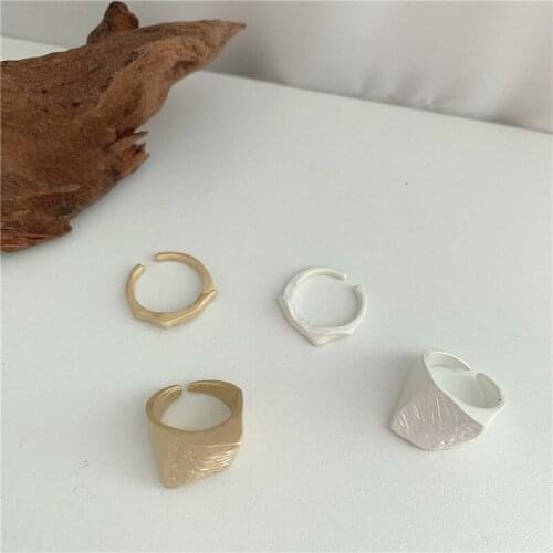 Orgin Summer Korean Fashion Irregular Geometrical Matte Open Ring for Women High Street Metal Adjustable Party Ring Jewellery