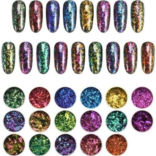 Iridescent flake "Duochrome" chameleon pigment, nail art 0,2 gr each, magical effects, resin, nail gel, rainbow, cosmetic grade