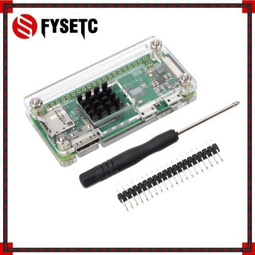 Raspberry Pi Zero W 4 in 1 kit Transparent Acrylic Case + Heat Sink + Screwdriver + GPIO Connector for Raspberry Pi Zero V1.3