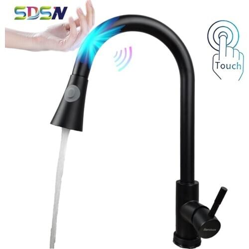 Touch Kitchen Sink Faucets SDSN Black Bronze Pull Out Kitchen Mixer Tap Crane For Sensor Kitchen Water Tap Touch Kitchen Taps