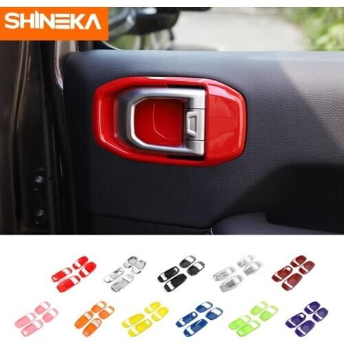 SHINEKA Interior Accessories For Jeep Gladiator JT Car Inner Door Handle Bowl Decor Cover Sticker For Jeep Wrangler JL 2018-2020