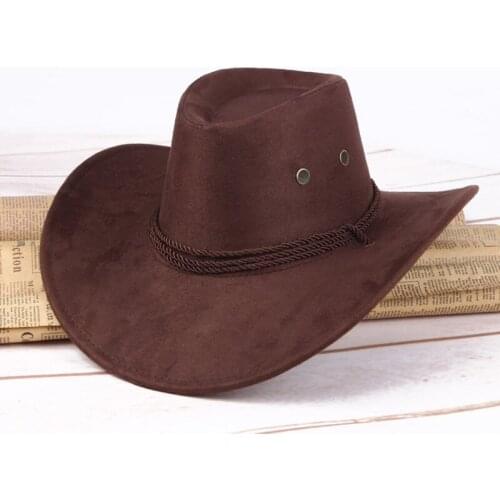 Summer Suede Large Brim Cowboy Hat Mens Vintage Felt Wide Brim Bucket Sun Hats Man For Men Women Fedora Swanowing
