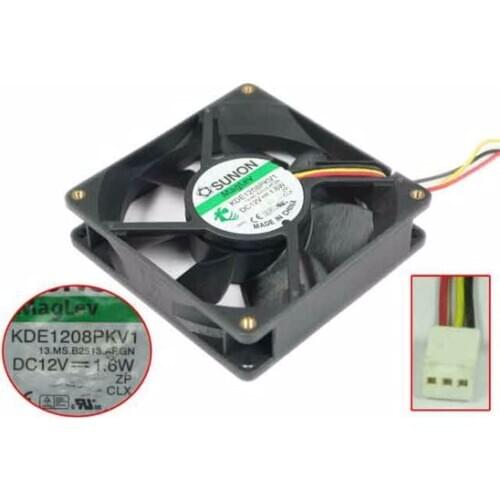 SUNON KDE1208PKV1 13.MS.B2513.AF.GN Server Cooling Fan DC 12V 1.6W 80x80x20mm 3-wire