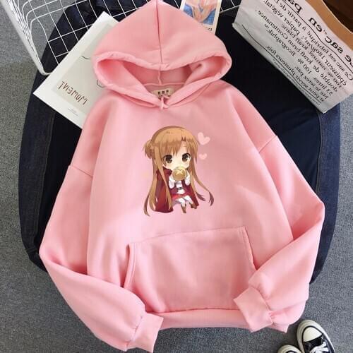 Anime Hoodie Sword Art Online Asuna Print 2020 Harajuku Oversized Sweatshirt Women Cute Streetwear Couple Clothes Casual Warmth