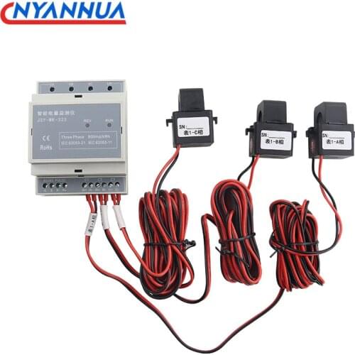 Three-phase Electric Energy Din Rail Meter WiFi Power Meter Power Monitor With 10/16mm Split Core Current Transformer