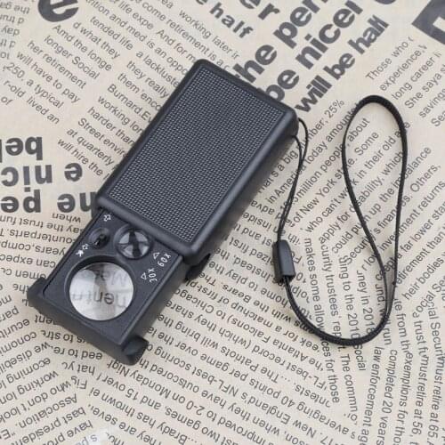 30x 60x Magnifier LED Portable Magnifying Jeweler Microscope Currency Detector LX0D