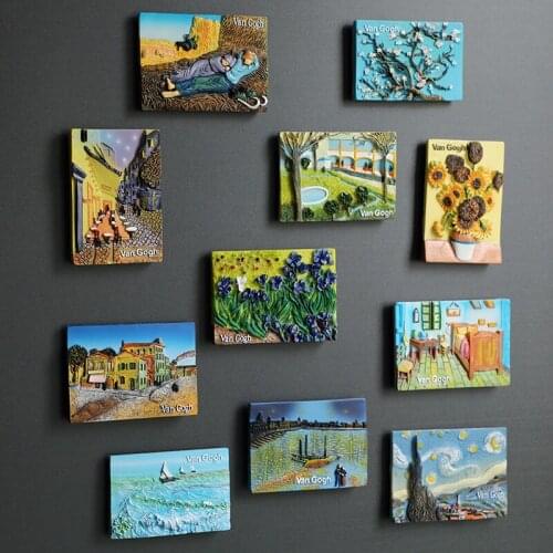 Van Gogh Sky Sunflower Refrigerator Magnetic Stickers Decorative Fridge Magnets Message Collection Souvenir Gift