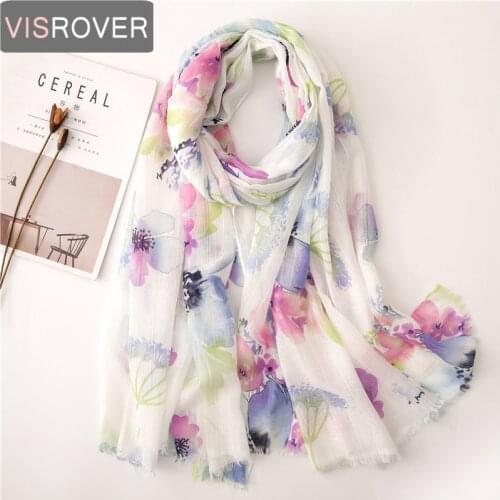 Visrover Beach Scarves Tourist Shawl Big Flower Printing Scarf Hijab Women Scarfs Head Scarves Fashion For Summer Wholesales