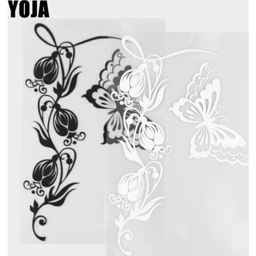 YOJA 13.4×21CM Lily Of The Valley Cartoon Animals Butterfly Vinyl Decal Car Stickers Black/Silver 19C-0322