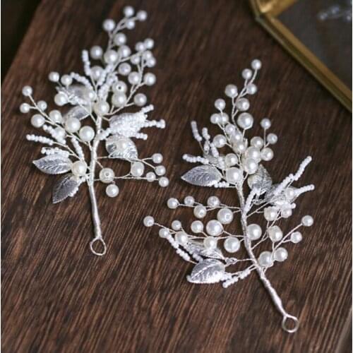 Beautiful Bridal Leaf Hair Comb Wedding Dress Hair Accessories Clip Hair Pins For Women Pearl Jewelry Bride Headdress Ornaments