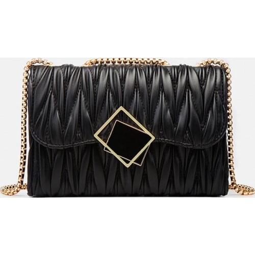Top Quality Luxury Brand Crossbody Bag for Woman 2021 Gold Metal Chain Pu Leather Armpit Retro Shoulder Small Square Bag S2508