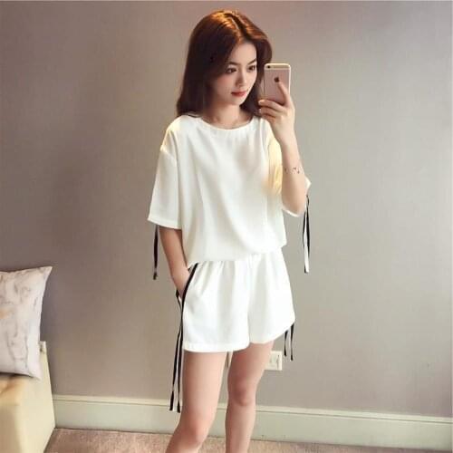 2021 Summer Womens Suit Sports Suit Female Korean Fashion New Loose Thin Short Sleeve T Shirt and Shorts Casual Two Piece Sets