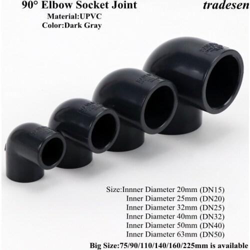 1pc I.D20mm-63mm Gray Black PVC Connector UPVC Elbow Joints Aquarium Fish Tank DIY Tools Garden Irrigation Water Pipe Connectors