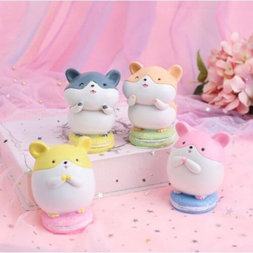 ZOCDOU 1 Piece Cute New Macaron Hamster Small Statue Little Figurine Crafts Figure Ornament Miniatures