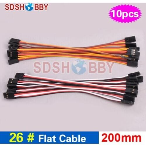 10pcs* 26#/ 26AWG Flat Cable 20cm 200mm Connecting Line for Flight Control/ Male-male Servo Wire- JR/ Futaba color