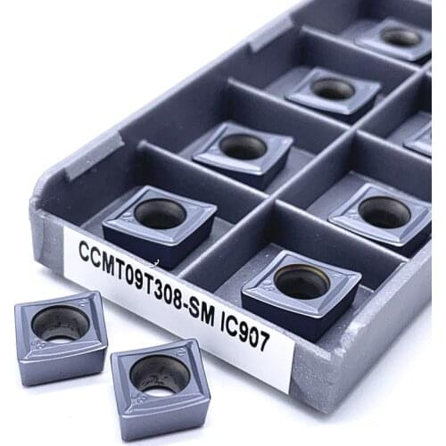 10PCS CCMT09T308 SM IC907 / IC908 External Turning Tools Carbide insert Lathe Tools Tokarnyy turning insert cnc tool parts