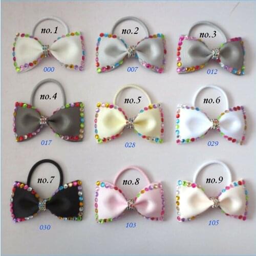 100 Girl Fashion 4" Bowknot Hair Bow Elastic Flash Rainbow Rhinestone Women