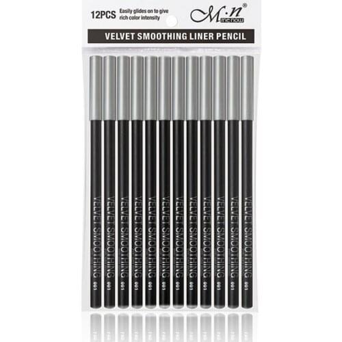 12pcs/set Menow P127 black Eyeliner Pencil Waterproof Eyebrow Beauty Pen Eye Liner Pencil all black