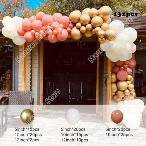 127pcs Retro Pink Wedding Birthday Party Backdrop Baby Shower Decor Golden Decoration Celebration Event Balloon Garland Arch Kit