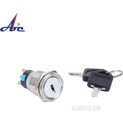 19mm ON OFF Switch With Key 1NO1NC Latching 3pins Terminals 2 Position 6 Terminals 3Position AC 250V ON OFF Momentary Key Switch