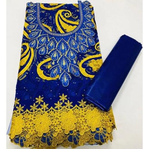 2.5+2.5Yards French Lace Fabric Hot Sale Bazin Riche Fabric 2021 High Quality Nigerian Basin Brode With Lace African Collar