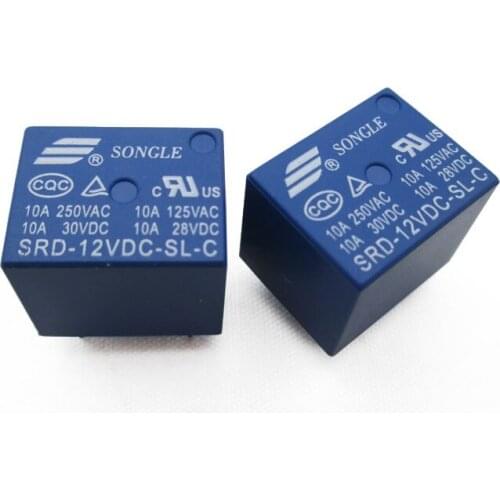 20PCS/lot 12V DC SONGLE Power Relay SRD-12VDC-SL-C PCB Type