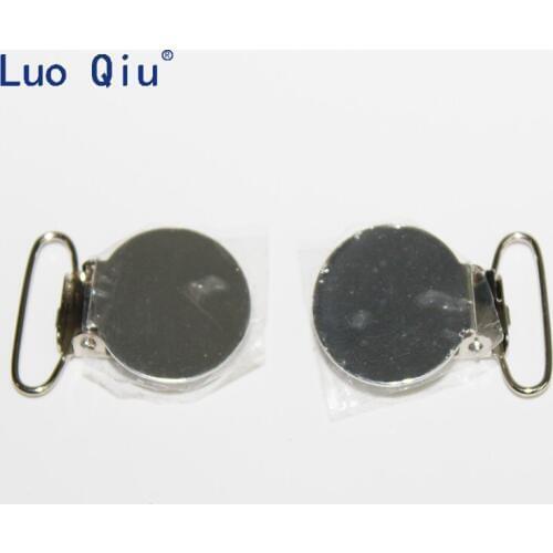 30 pcs/lot 1'' 25mm Round Top Metal Sliver Baby Dummy Pacifier Clips Garment Enamel Round Shape Suspender Clips Holders