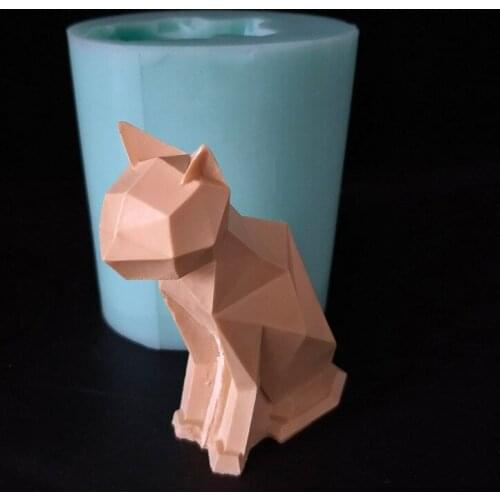 3D Geometric Sculpture Cat Aromatherapy Plaster Candle Mold DIY Epoxy Resin Tool Flower Auto Listed Decoration Ornaments