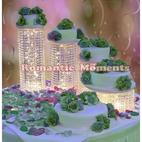 4PCS/Lot wedding acrylic cake stand crystal round wedding cake display party cake holder wedding decoration