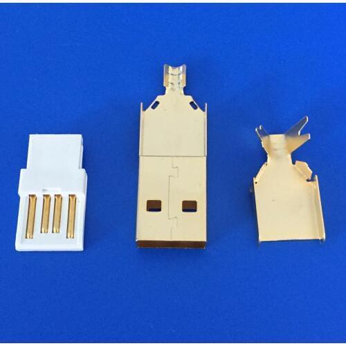 5pcs/lot usb connector gold plating DIY USB 2.0 A type male plug connector wire bonding
