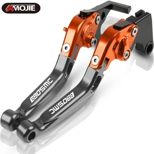 Motorcycle CNC Aluminum Adjustable Folding Foldable Extendable Brake Clutch Levers FOR 690SMC 690 SMC 2014 2015 2016 2017