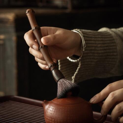 Bamboo root Tea brush tea pen tea broom sweeping tools No hair loss goat horn cleaning brush Kung Fu tea ceremony accessories
