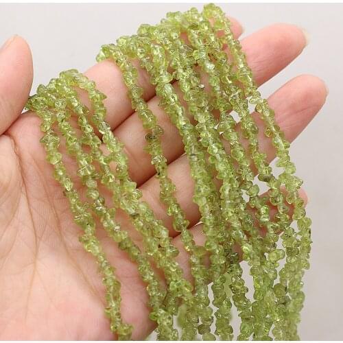 3-6mm Natural Olivines Gravel Beads Irregural Chip Stone Loose Beads for Making Women Jewelry Necklace Length 40cm