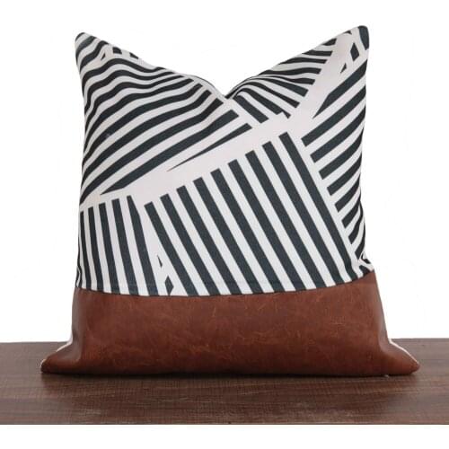 Cushion Cover Leather PU Joining Together New Nordic Pillowcase Geometric Decorative Sofa Throw Pillows Home Decor Pillow Case