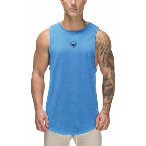 Running Vest Men Quick Dry Sports Tank Top Bodybuilding Singlets Gym Stringer Sleeveless Shirt Mesh Fitness Clothing Sportswear