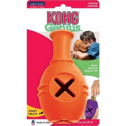 L-Size KONG Genius Leo Dog Toy, Color Varies