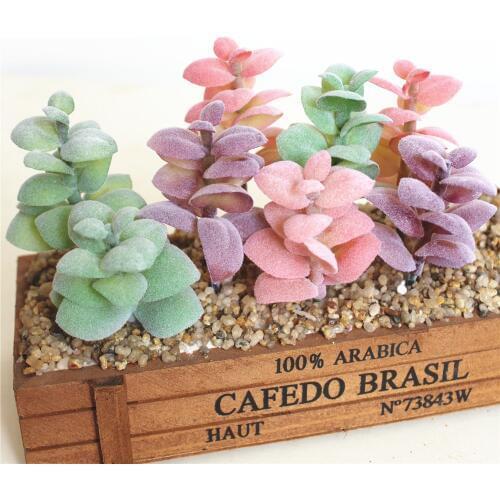 Height=9cm Diameter=5.5cm Green Purple Flocking Artificial Succulents Plants Flower Arrangement Fake Plants plantas artificiais