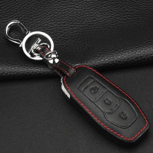 Kutery 10pcs 3 Butttons Leather Car Remote Key Case Cover For Ford Fiesta Focus 3 4 MK3 MK4 Mondeo Ecosport Kuga Focus ST